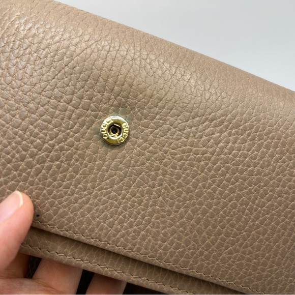 Authenticated GUCCI GG Marmont Leather Bifold Long Wallet Light Pink - Picture 9 of 10